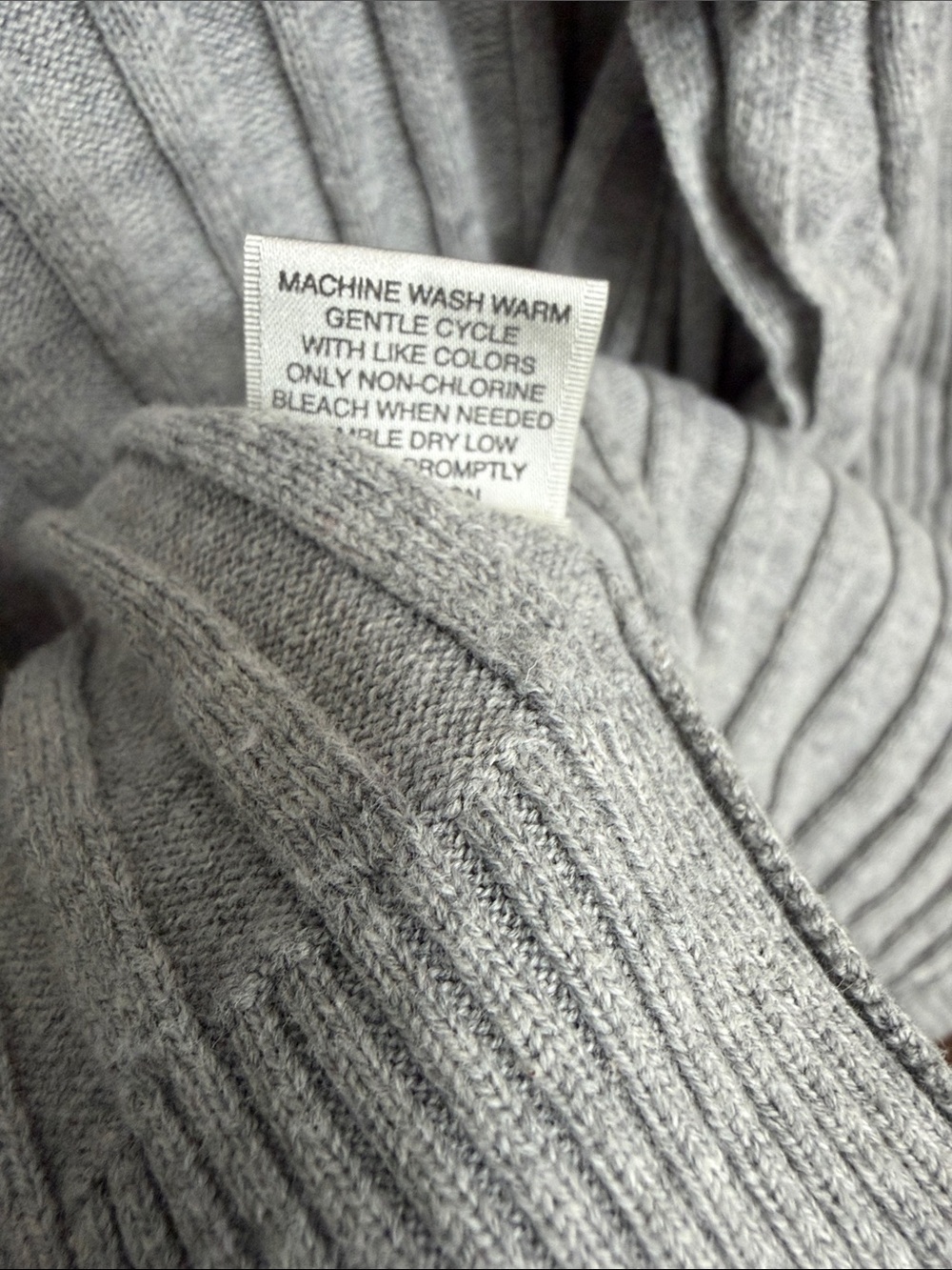 Van Heusen Light Gray Ribbed Ruffle-Trim Open Cardigan - Picture 4 of 5